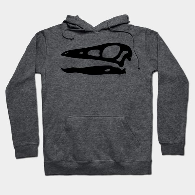 Struthiomimus skull - black Hoodie by SkeleCrewPaleo